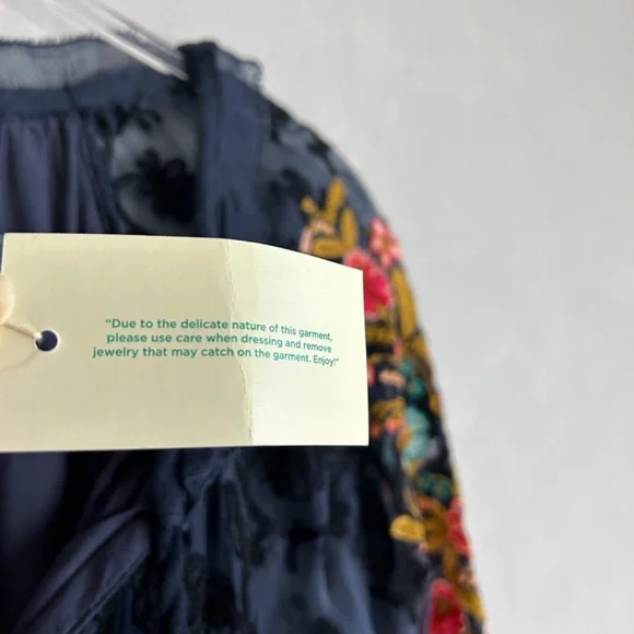Sundance size XXL Gemma Elegance top long sleeve embroidered navy boho NEW - Picture 13 of 16